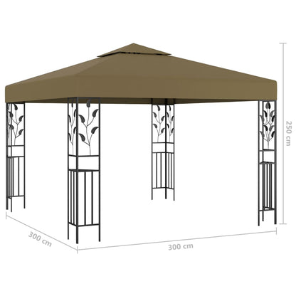 vidaXL Gazebo | Taupe | Fabric with PA coating | 3x3 m | Decorative Inlays