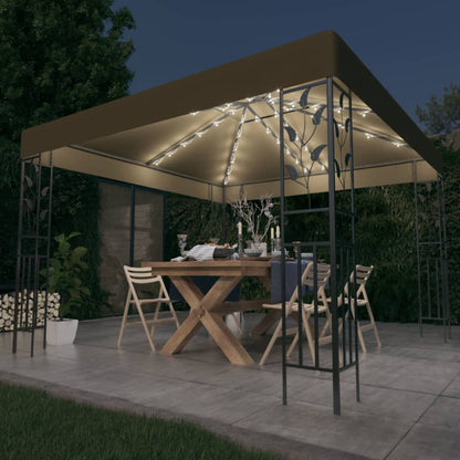 vidaXL Gazebo | Taupe | Fabric with PA coating | 3x3 m | Decorative Inlays