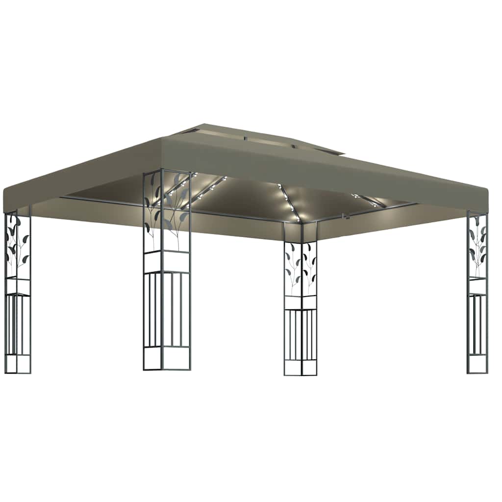 vidaXL Gazebo | Taupe | 100% Polyester with PA coating | 3 x 4 m