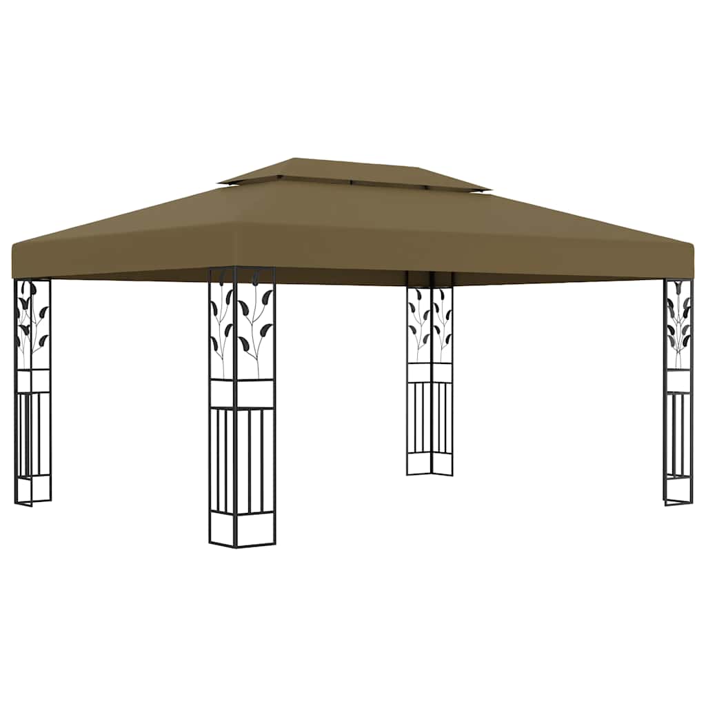 vidaXL Gazebo | Taupe | 100% Polyester with PA coating | 3 x 4 m