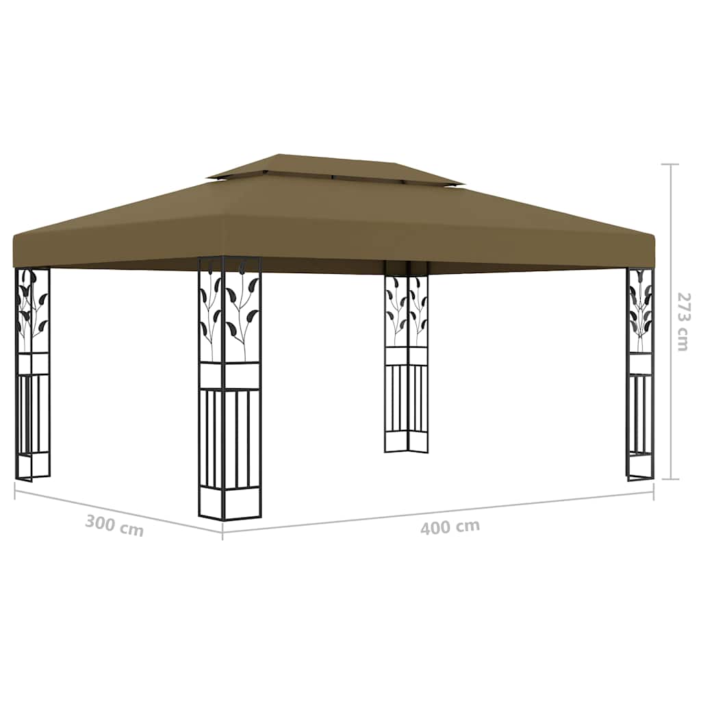 vidaXL Gazebo | Taupe | 100% Polyester with PA coating | 3 x 4 m