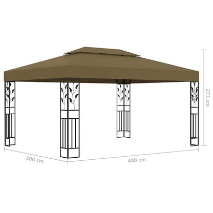 vidaXL Gazebo | Taupe | 100% Polyester with PA coating | 3 x 4 m