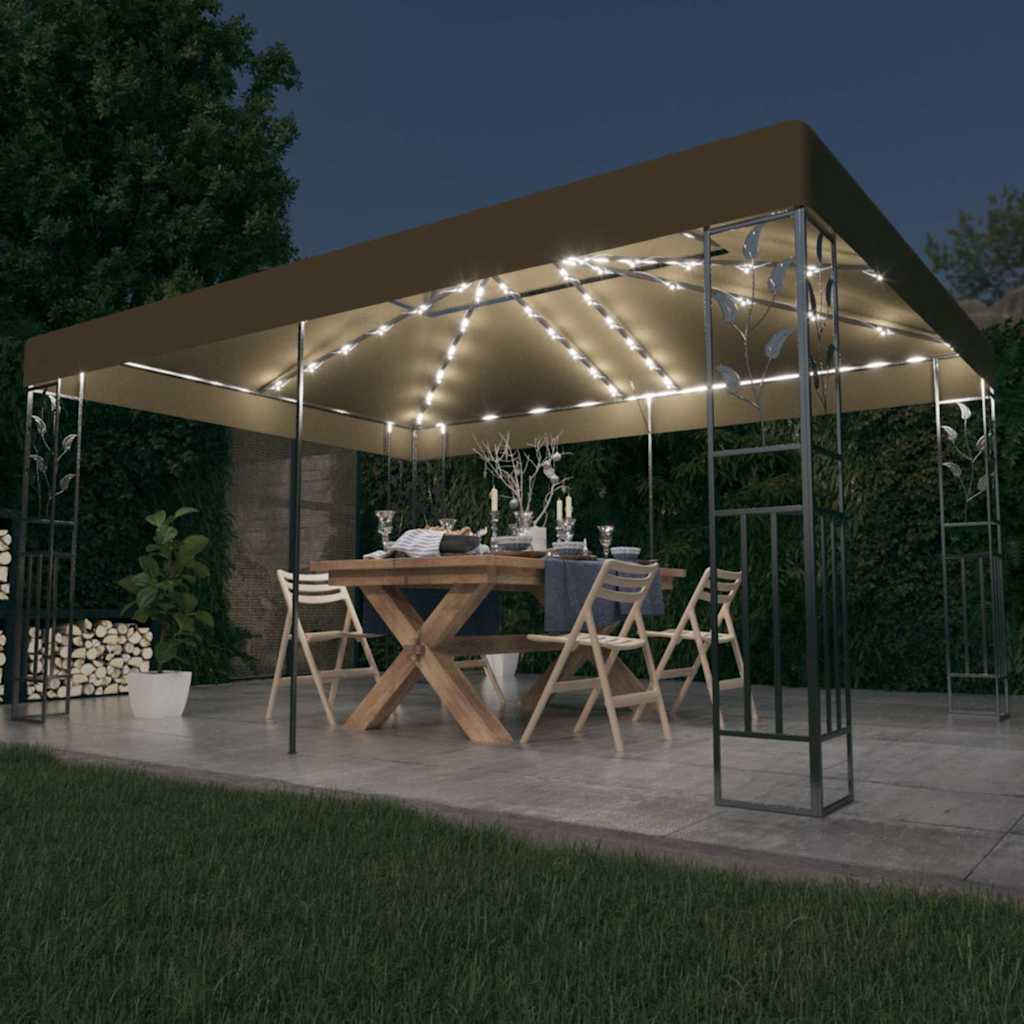 vidaXL Gazebo | Taupe | 100% Polyester with PA coating | 3 x 4 m
