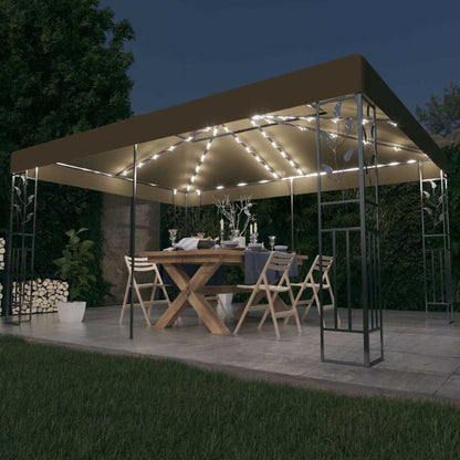 vidaXL Gazebo | Taupe | 100% Polyester with PA coating | 3 x 4 m