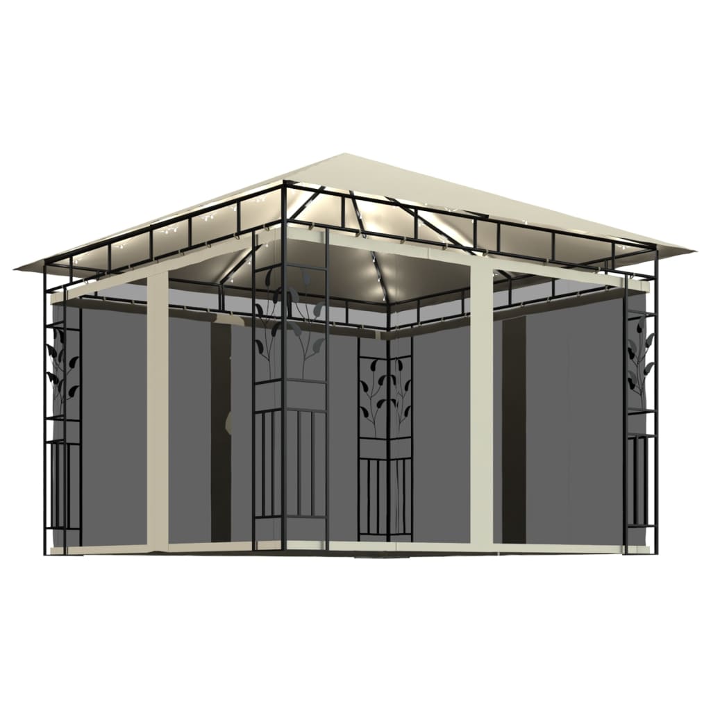 vidaXL Gazebo | Cream | Powder-Coated Steel, Polyester | Standard | Gazebo - 3 x 3 x 2.73 m