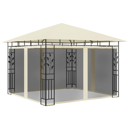 vidaXL Gazebo | Cream | Powder-Coated Steel, Polyester | Standard | Gazebo - 3 x 3 x 2.73 m