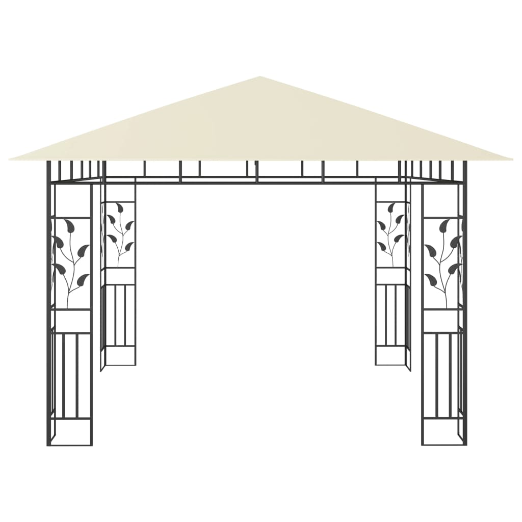 vidaXL Gazebo | Cream | Powder-Coated Steel, Polyester | Standard | Gazebo - 3 x 3 x 2.73 m