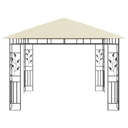 vidaXL Gazebo | Cream | Powder-Coated Steel, Polyester | Standard | Gazebo - 3 x 3 x 2.73 m