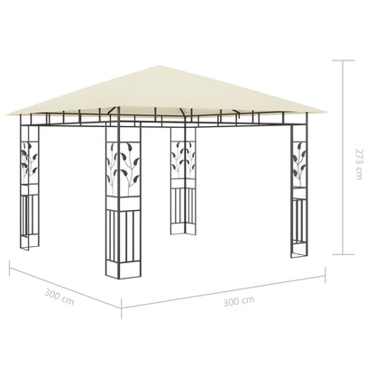vidaXL Gazebo | Cream | Powder-Coated Steel, Polyester | Standard | Gazebo - 3 x 3 x 2.73 m