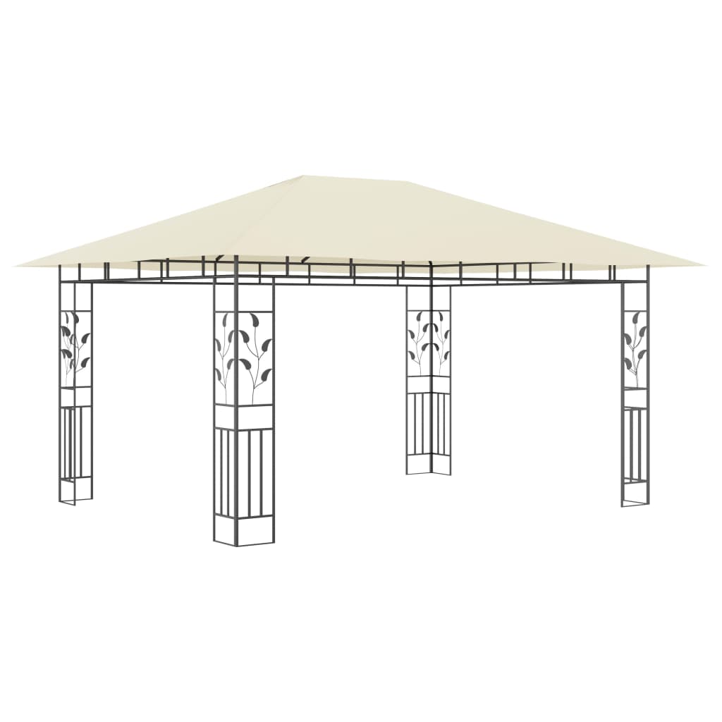 vidaXL Gazebo with Mosquito Net&LED String Lights 4x3x2.73 m Cream - 4 x 3 x 2.73 m