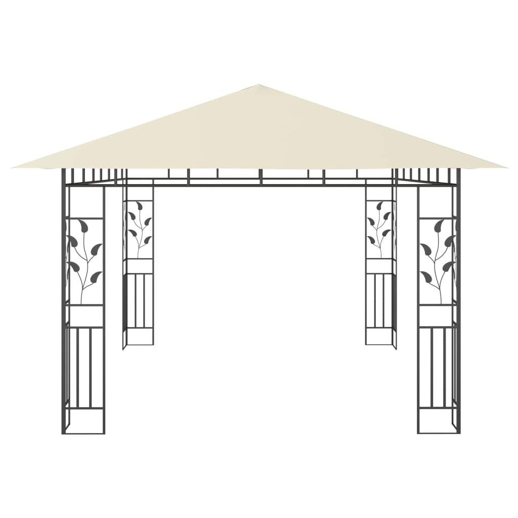 vidaXL Gazebo with Mosquito Net&LED String Lights 4x3x2.73 m Cream - 4 x 3 x 2.73 m