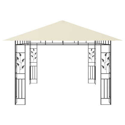 vidaXL Gazebo with Mosquito Net&LED String Lights 4x3x2.73 m Cream - 4 x 3 x 2.73 m