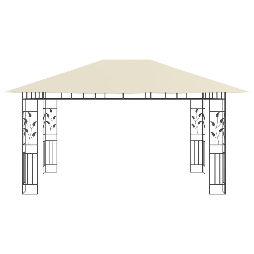 vidaXL Gazebo with Mosquito Net&LED String Lights 4x3x2.73 m Cream - 4 x 3 x 2.73 m