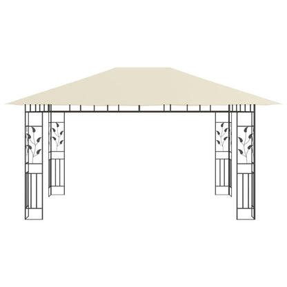 vidaXL Gazebo with Mosquito Net&LED String Lights 4x3x2.73 m Cream - 4 x 3 x 2.73 m