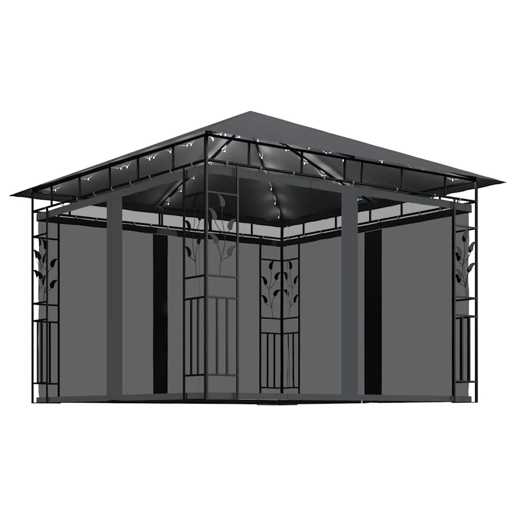 vidaXL Gazebo | Anthracite | Powder-coated steel, fabric (100% polyester) - 3 x 3 x 2.73 m