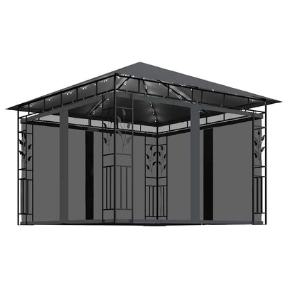 vidaXL Gazebo | Anthracite | Powder-coated steel, fabric (100% polyester) - 3 x 3 x 2.73 m