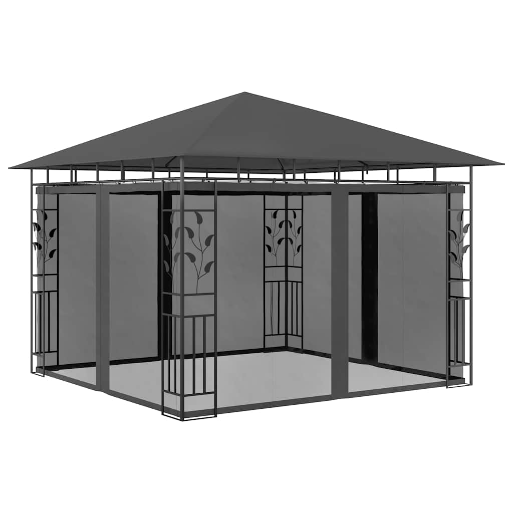 vidaXL Gazebo | Anthracite | Powder-coated steel, fabric (100% polyester) - 3 x 3 x 2.73 m