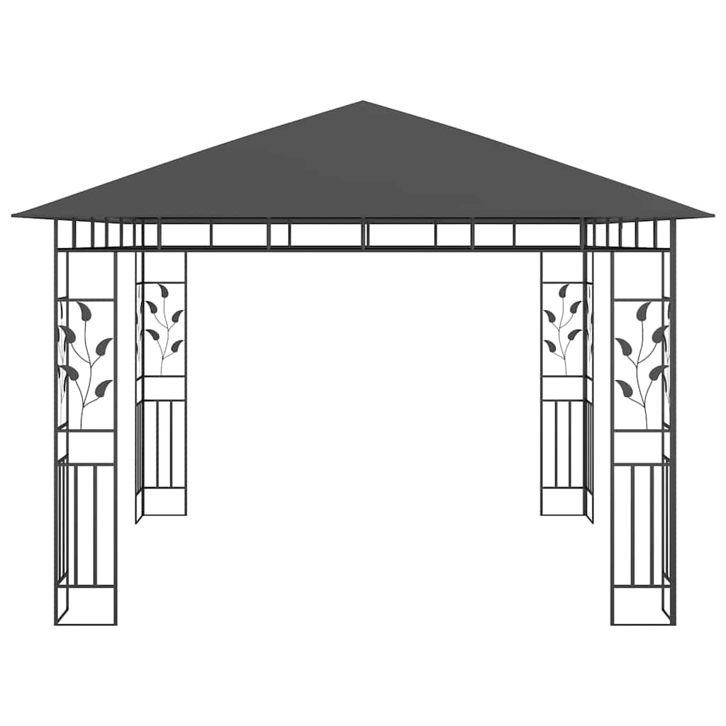 vidaXL Gazebo | Anthracite | Powder-coated steel, fabric (100% polyester) - 3 x 3 x 2.73 m