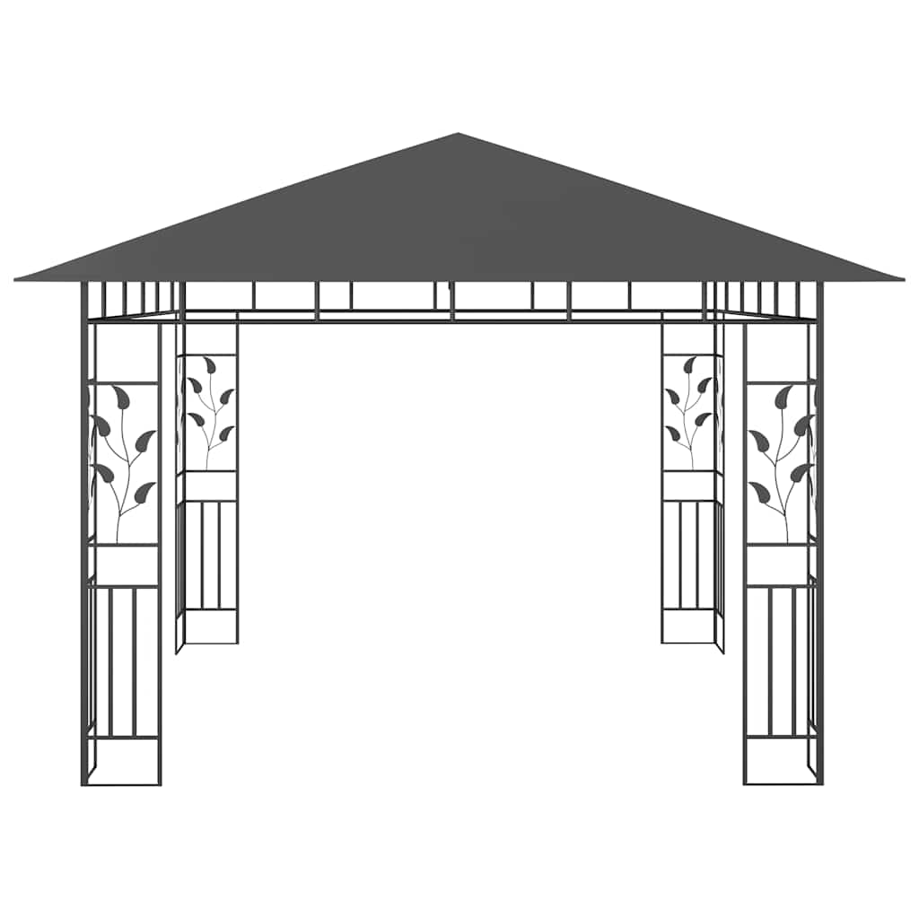 vidaXL Gazebo | Anthracite | Powder-coated steel, fabric (100% polyester) - 3 x 3 x 2.73 m