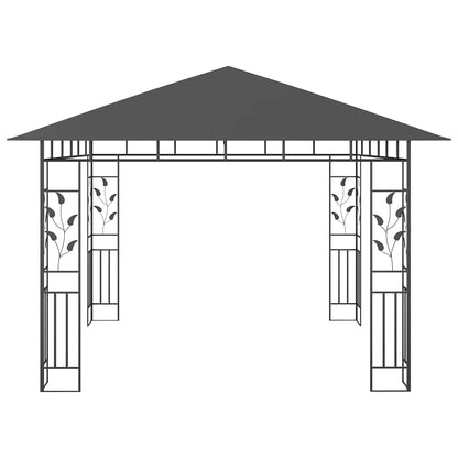 vidaXL Gazebo | Anthracite | Powder-coated steel, fabric (100% polyester) - 3 x 3 x 2.73 m