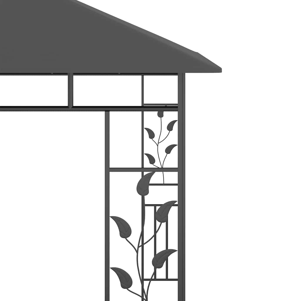 vidaXL Gazebo | Anthracite | Powder-coated steel, fabric (100% polyester) - 3 x 3 x 2.73 m