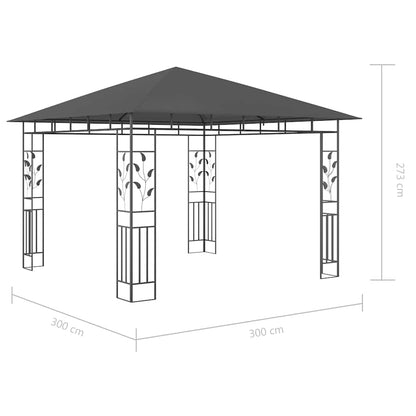 vidaXL Gazebo | Anthracite | Powder-coated steel, fabric (100% polyester) - 3 x 3 x 2.73 m