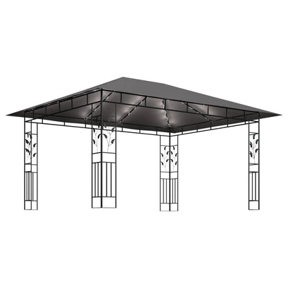 vidaXL Gazebo with Mosquito Net&LED String Lights 4x3x2.73m Anthracite - 4 x 3 x 2.73 m