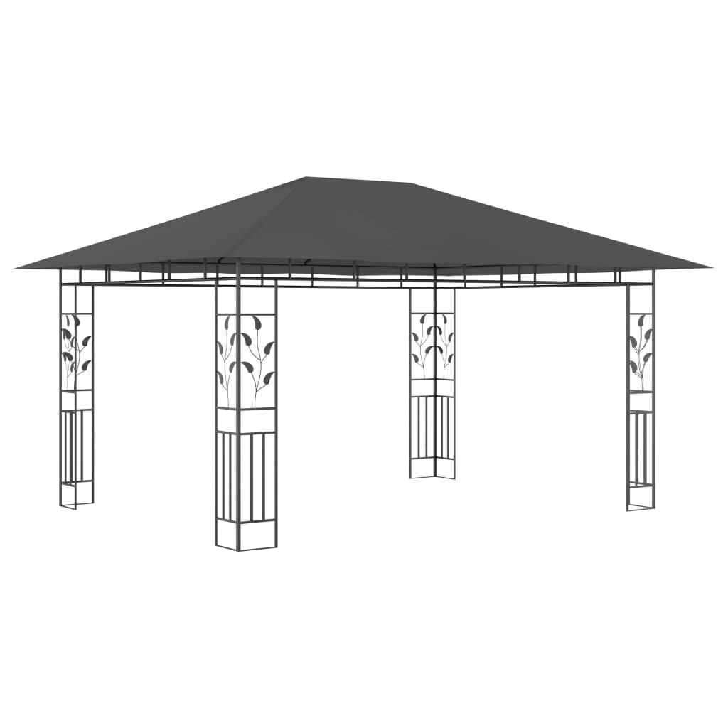 vidaXL Gazebo with Mosquito Net&LED String Lights 4x3x2.73m Anthracite - 4 x 3 x 2.73 m