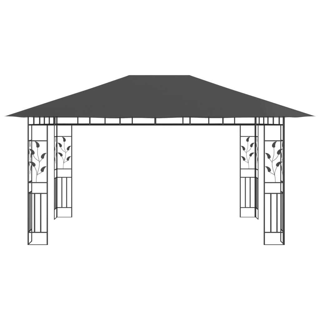 vidaXL Gazebo with Mosquito Net&LED String Lights 4x3x2.73m Anthracite - 4 x 3 x 2.73 m
