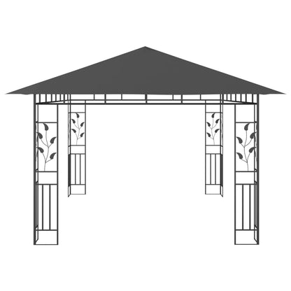 vidaXL Gazebo with Mosquito Net&LED String Lights 4x3x2.73m Anthracite - 4 x 3 x 2.73 m