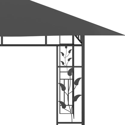 vidaXL Gazebo with Mosquito Net&LED String Lights 4x3x2.73m Anthracite - 4 x 3 x 2.73 m