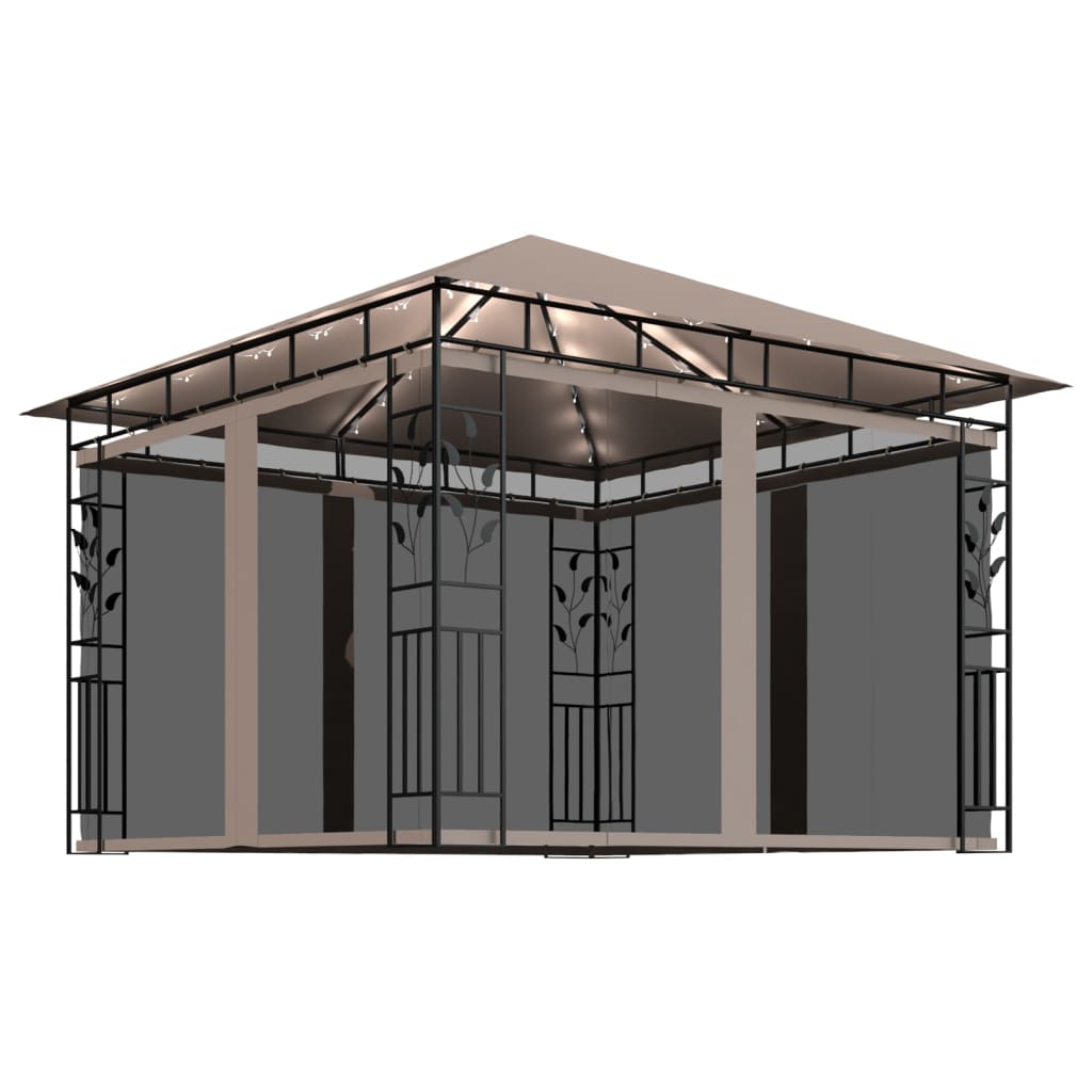 vidaXL Gazebo | Taupe | Powder-coated Steel, Polyester | 3x3x2.73 m | Gazebo - 3 x 3 x 2.73 m
