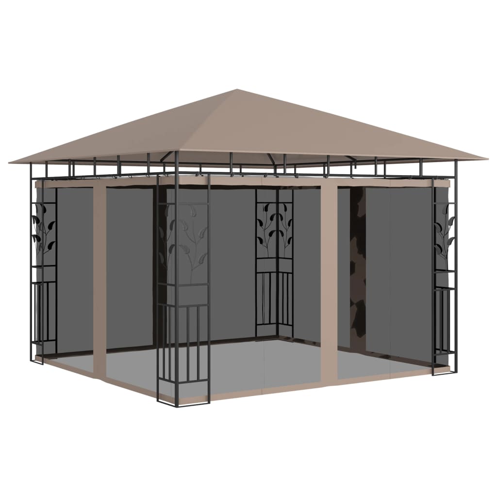 vidaXL Gazebo | Taupe | Powder-coated Steel, Polyester | 3x3x2.73 m | Gazebo - 3 x 3 x 2.73 m