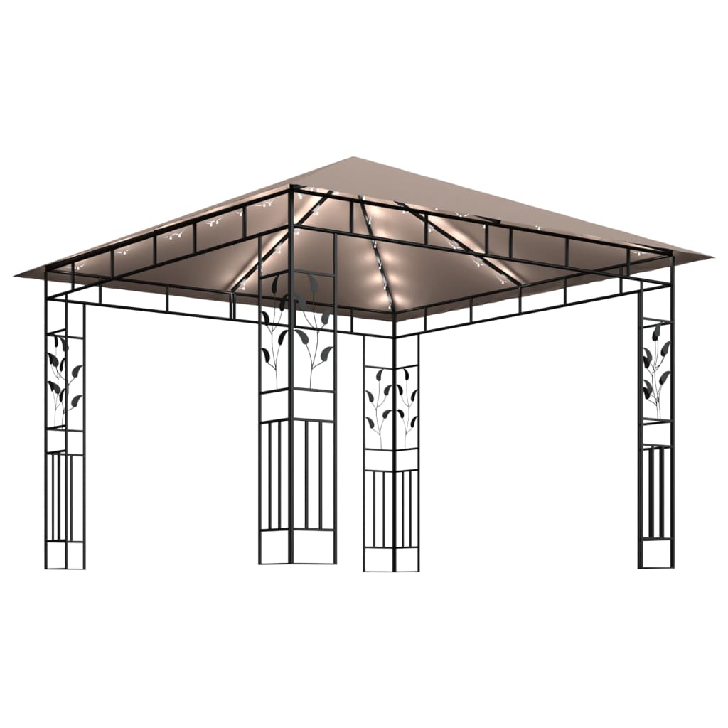 vidaXL Gazebo | Taupe | Powder-coated Steel, Polyester | 3x3x2.73 m | Gazebo - 3 x 3 x 2.73 m