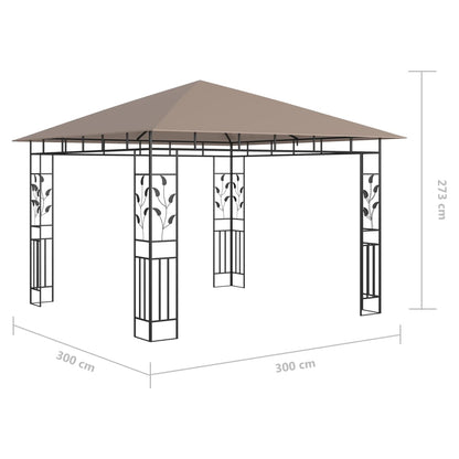 vidaXL Gazebo | Taupe | Powder-coated Steel, Polyester | 3x3x2.73 m | Gazebo - 3 x 3 x 2.73 m