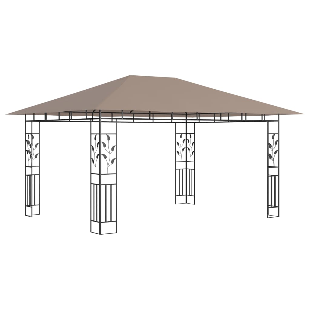 vidaXL Gazebo with Mosquito Net&LED String Lights 4x3x2.73 m Taupe - 4 x 3 x 2.73 m