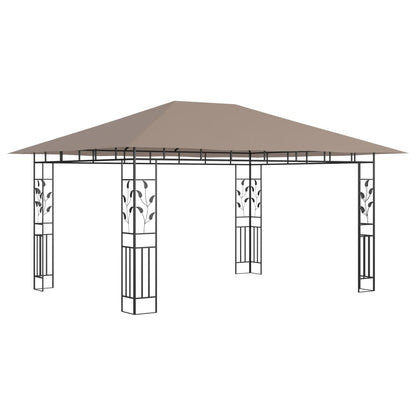 vidaXL Gazebo with Mosquito Net&LED String Lights 4x3x2.73 m Taupe - 4 x 3 x 2.73 m