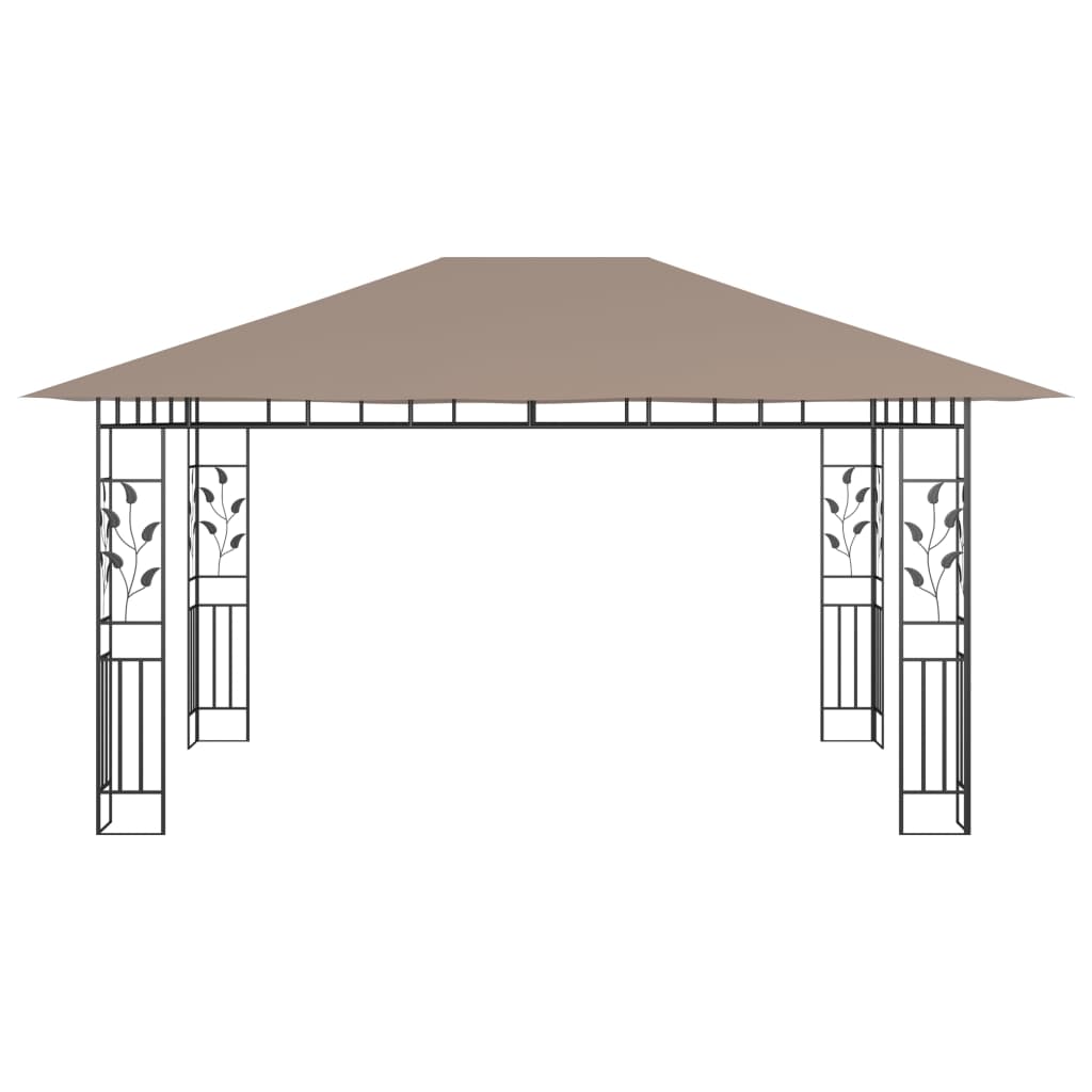 vidaXL Gazebo with Mosquito Net&LED String Lights 4x3x2.73 m Taupe - 4 x 3 x 2.73 m