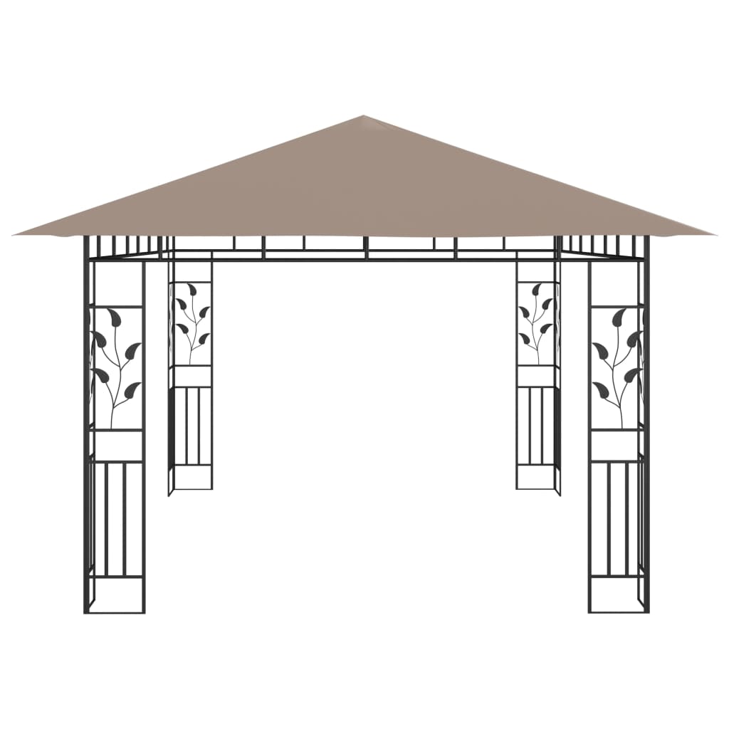 vidaXL Gazebo with Mosquito Net&LED String Lights 4x3x2.73 m Taupe - 4 x 3 x 2.73 m