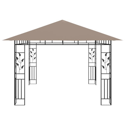 vidaXL Gazebo with Mosquito Net&LED String Lights 4x3x2.73 m Taupe - 4 x 3 x 2.73 m