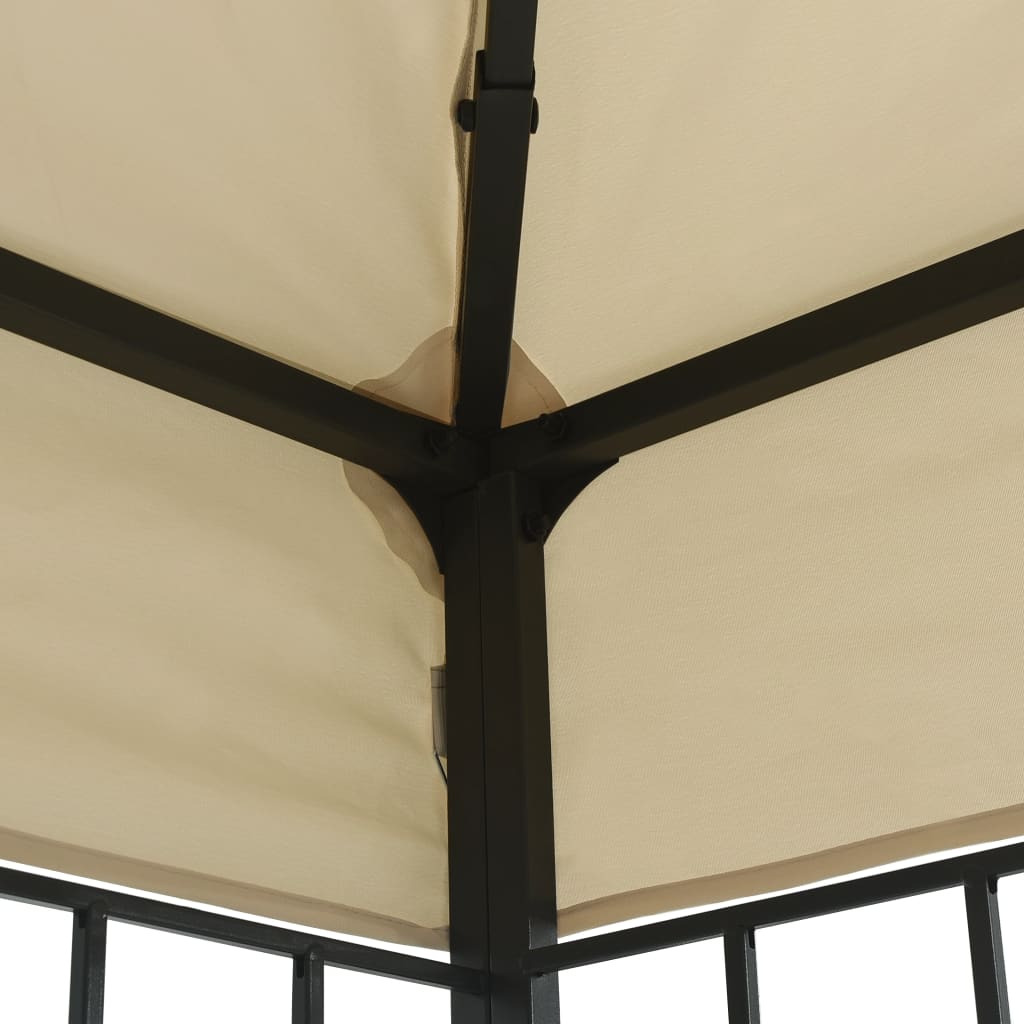 vidaXL Gazebo | Cream and Black | Polyester and Steel | 3x4 m | Garden Gazebo