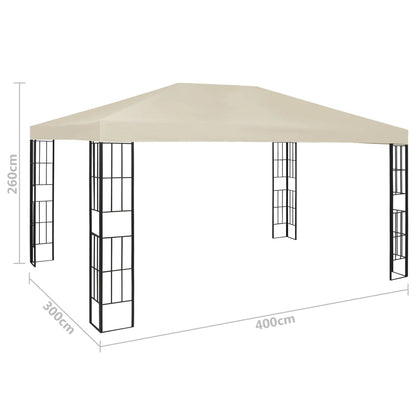 vidaXL Gazebo | Cream and Black | Polyester and Steel | 3x4 m | Garden Gazebo