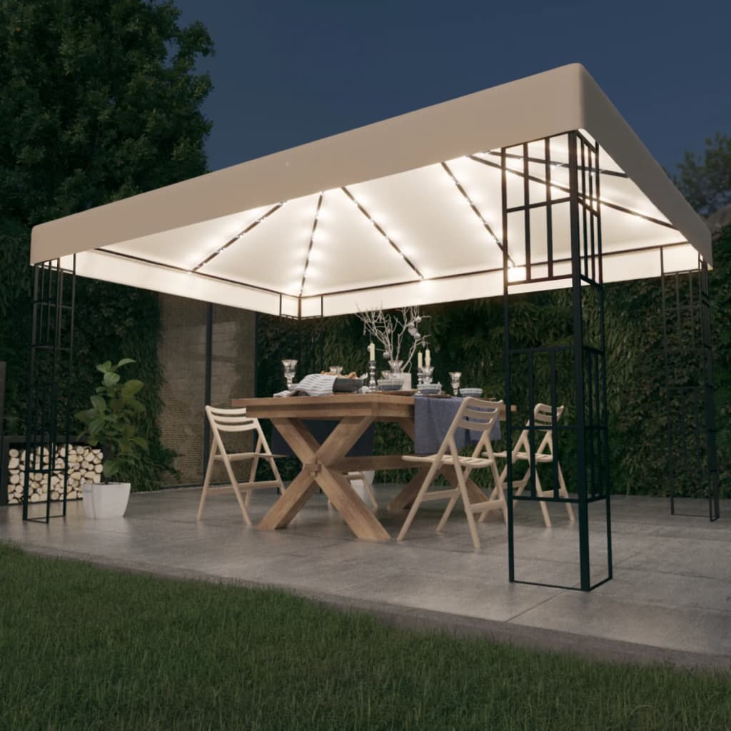 vidaXL Gazebo | Cream and Black | Polyester and Steel | 3x4 m | Garden Gazebo