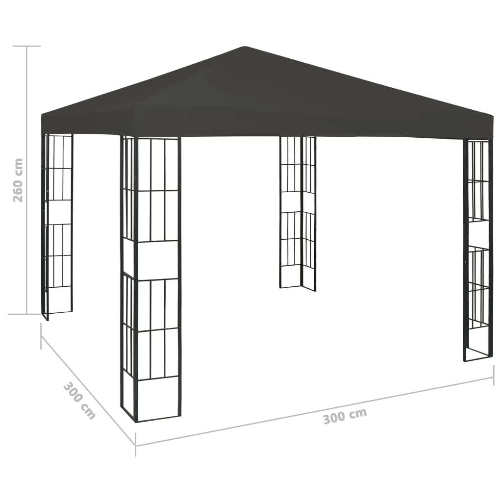 vidaXL Gazebo | Anthracite and black | Steel frame, Polyester canopy | 3x3 m