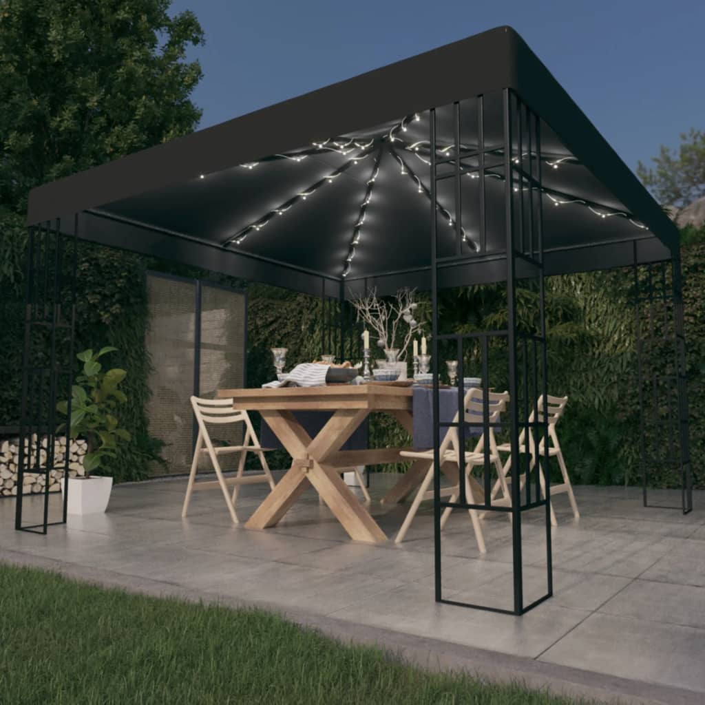 vidaXL Gazebo | Anthracite and black | Steel frame, Polyester canopy | 3x3 m