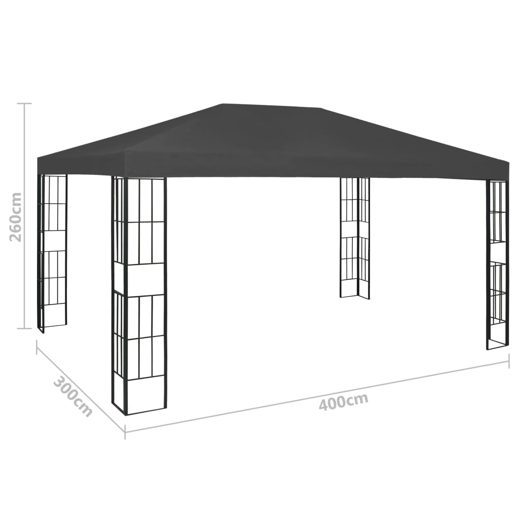 vidaXL Gazebo | Anthracite and black | Fabric (100% polyester), Steel | Large - 3 x 4 m