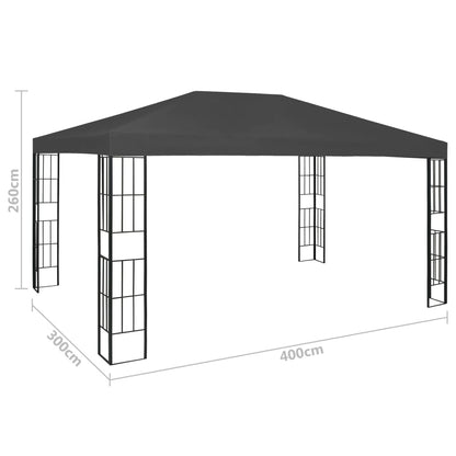 vidaXL Gazebo | Anthracite and black | Fabric (100% polyester), Steel | Large - 3 x 4 m