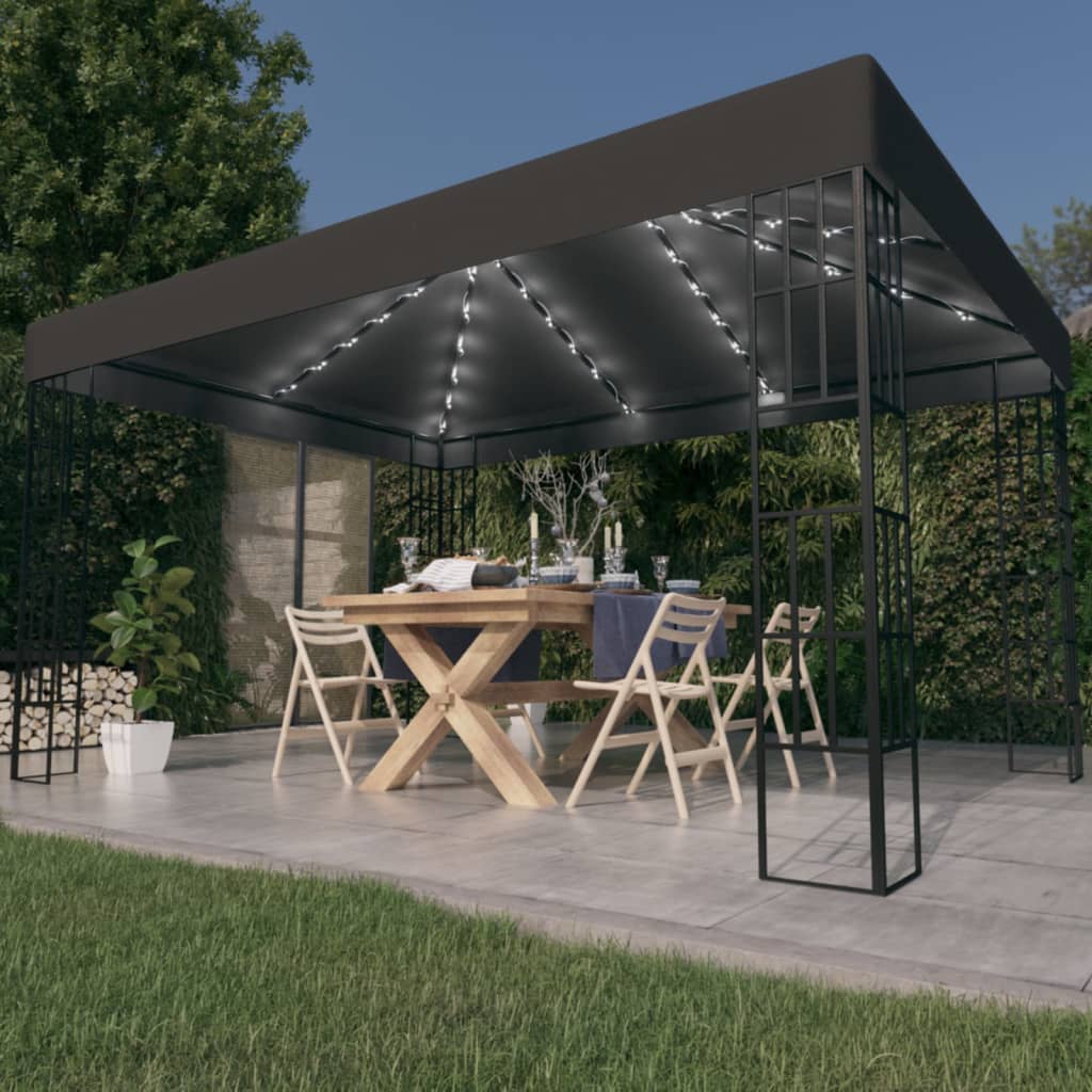 vidaXL Gazebo | Anthracite and black | Fabric (100% polyester), Steel | Large - 3 x 4 m