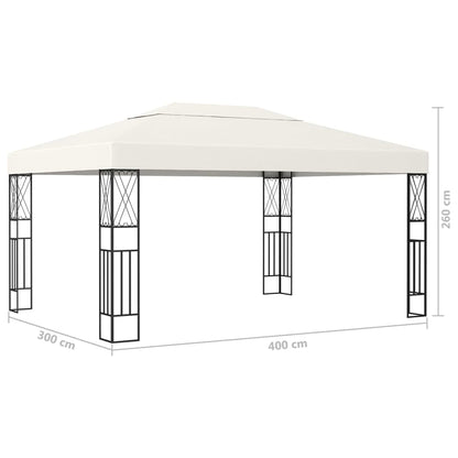 vidaXL Gazebo | Cream | Steel, 100% Polyester | Large | UV-resistant materials - 3 x 4 m