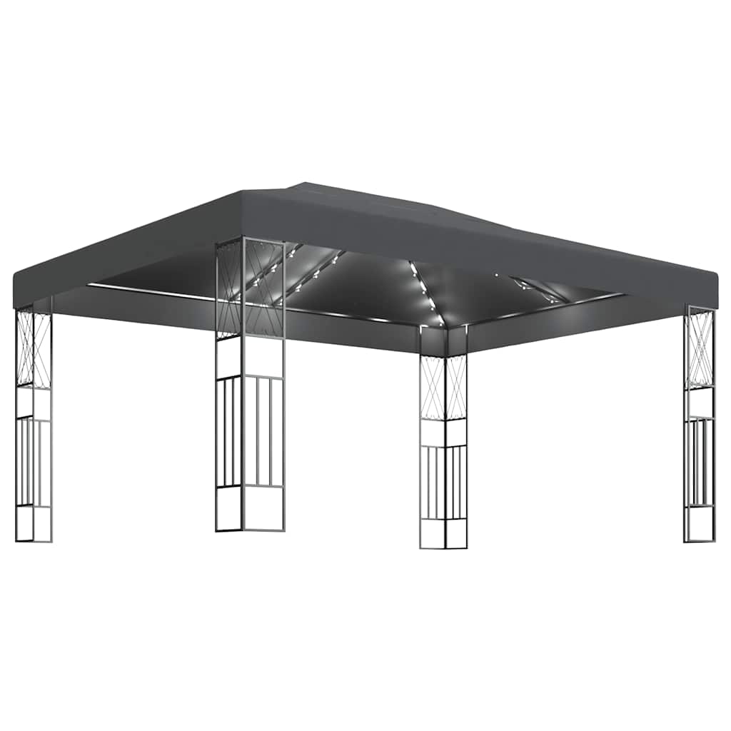 vidaXL Gazebo with LED String Lights 3x4 m Anthracite Fabric
